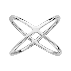 BAGUE ARGENT RHODIÉ FORME X LISSE