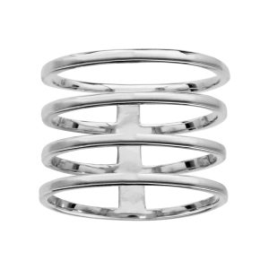 BAGUE ARGENT RHODIÉ LARGE 4 RANGEES