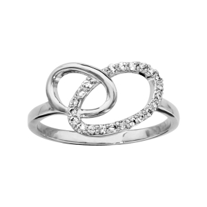 BAGUE ARGENT RHODIÉ 2 OVALES ENTREMELES OXYDES BLANCS SERTIS