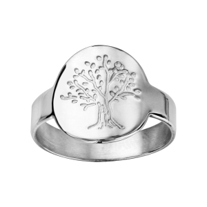 BAGUE ARGENT RHODIÉ PLATEAU ROND 15MM ARBRE DE VIE