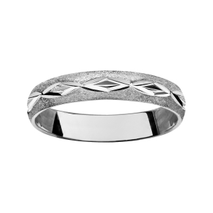 ALLIANCE ARGENT RHODIÉ 4MM SATINE MAT ET BRILLANT
