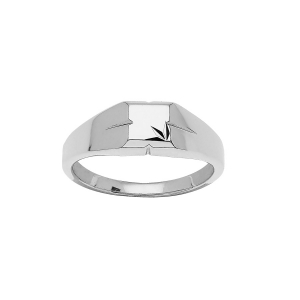 CHEVALIERE ARGENT RHODIÉ PETITE CARRÉE DIAMANTÉE