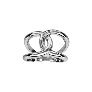 BAGUE ARGENT RHODIÉ MASSIF 2 ANNEAUX CROISES