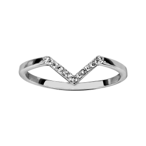 BAGUE ARGENT RHODIÉ FORME V OXYDES BLANCS