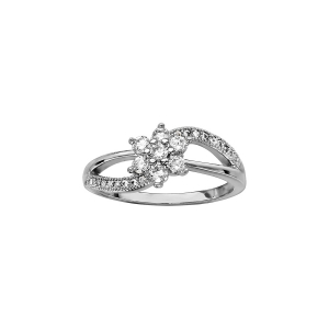 BAGUE ARGENT RHODIÉ FLEUR CROISEE OXYDES BLANCS