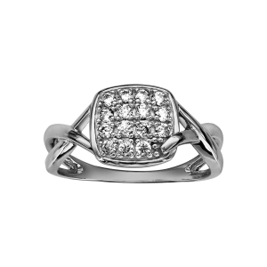 BAGUE ARGENT RHODIÉ PAVE OXYDES BLANCS SERTIS
