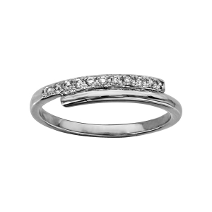 BAGUE ARGENT RHODIÉ BATONS OXYDES BLANCS SERTIS