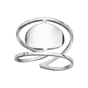 BAGUE ARGENT RHODIE EVIDE MOTIF OVALE REGLABLE A GRAVER