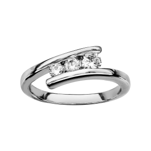 BAGUE ARGENT RHODIÉ 3 OXYDES BLANCS