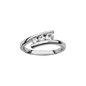 BAGUE ARGENT RHODIÉ 3 OXYDES BLANCS
