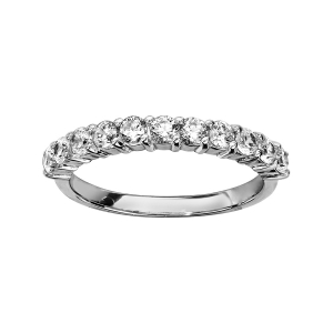 BAGUE ARGENT RHODIÉ DEMI ALLIANCE 11 OXYDES BLANCS SERTIS