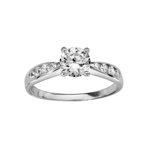 BAGUE ARGENT RHODIÉ 1 OXYDE SERTI 4 GRIFFES + OXYDES