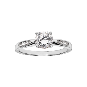 BAGUE ARGENT RHODIÉ GRAND DIAMETRE 1 OXYDE SERTI 4 GRIFFES + OXYDES