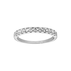 BAGUE ARGENT RHODIÉ DEMI RAIL OXYDES BLANCS SERTIS