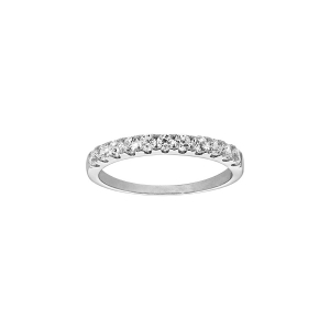 BAGUE ARGENT RHODIÉ DEMI RAIL OXYDES BLANCS SERTIS