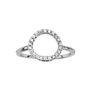 BAGUE ARGENT RHODIÉ CERCLE OXYDES BLANCS SERTIS