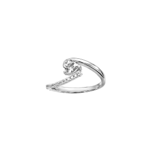 BAGUE ARGENT RHODIÉ COEUR OXYDES BLANCS SERTIS