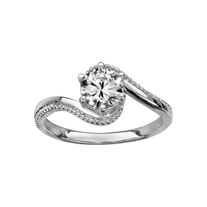 BAGUE ARGENT RHODIÉ OXYDE BLANC SERTI GRIFFES