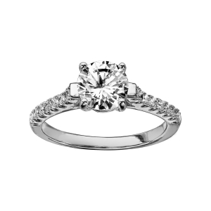 BAGUE ARGENT RHODIÉ SOLITAIRE OXYDES BLANCS SERTIS
