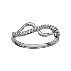 BAGUE ARGENT RHODIÉ VOLUTE OXYDES BLANCS SERTIS