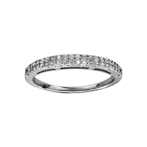 BAGUE ARGENT RHODIÉ DOUBLE RANG OXYDES BLANCS SERTI GRAIN