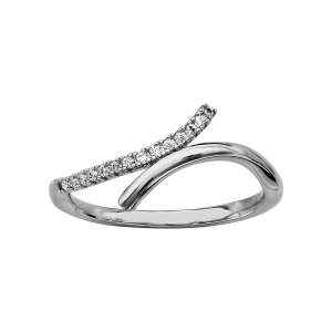 BAGUE ARGENT RHODIÉ VOLUTE OXYDES BLANCS SERTIS