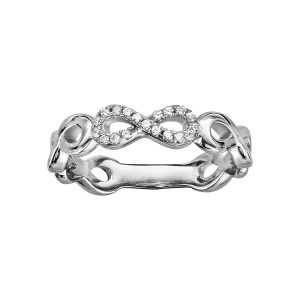 BAGUE ARGENT RHODIÉ INFINI AVEC OXYDES BLANCS SERTIS