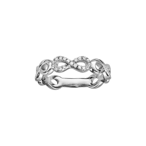 BAGUE ARGENT RHODIÉ INFINI AVEC OXYDES BLANCS SERTIS