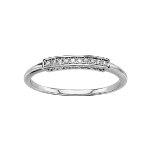 BAGUE ARGENT RHODIÉ DEMI RAIL OXYDES BLANCS SERTIS