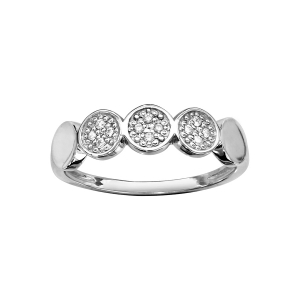 BAGUE ARGENT RHODIÉ 5 RONDELLES LISSES ET OXYDES BLANCS SERTIS