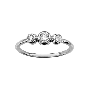 BAGUE ARGENT RHODIÉ 3 OXYDES BLANCS SERTIS CLOS