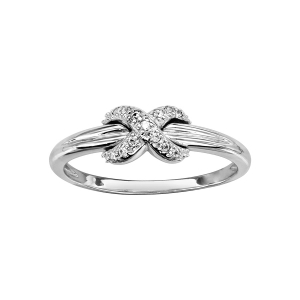 BAGUE ARGENT RHODIÉ CROISE OXYDES BLANCS SERTIS