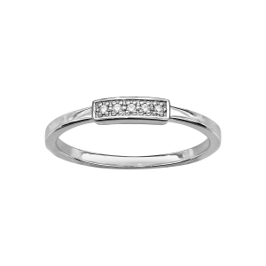 BAGUE ARGENT RHODIÉ PAVE OXYDES BLANCS SERTIS