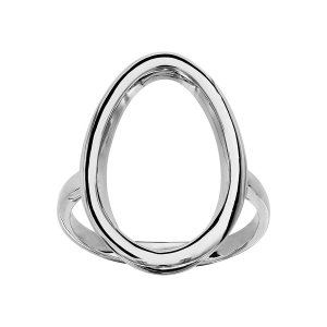 BAGUE ARGENT RHODIÉ FORME OVALE EVIDEE LISSE