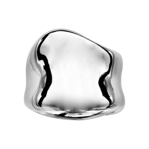 BAGUE ARGENT RHODIÉ LARGE VAGUE LISSE
