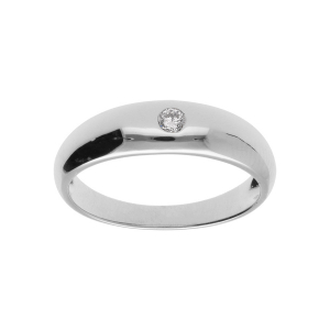 BAGUE ARGENT RHODIÉ JONC ANGLAIS 5MM  1 OXYDE BLANC SERTI