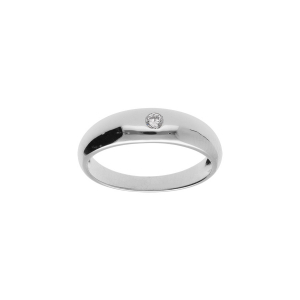 BAGUE ARGENT RHODIÉ JONC ANGLAIS 5MM  1 OXYDE BLANC SERTI