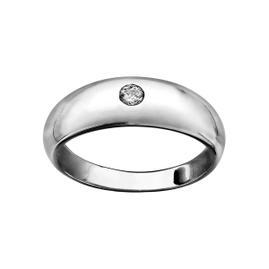 BAGUE ARGENT RHODIÉ JONC ANGLAIS 7MM  1 OXYDE BLANC SERTI