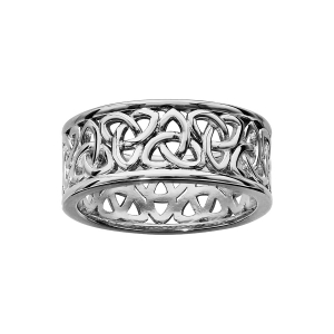 BAGUE ARGENT RHODIÉ ANNEAU AJOURE MOTIF CELTIQUE