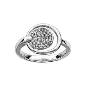 BAGUE ARGENT RHODIÉ RONDELLE OXYDES BLANCS SERTIS