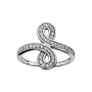BAGUE ARGENT RHODIÉ INFINI OXYDES BLANCS SERTIS