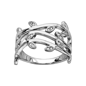BAGUE ARGENT RHODIÉ OXYDES BLANCS SERTIS