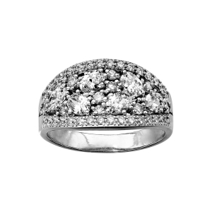 BAGUE ARGENT RHODIÉ PAVE OXYDES BLANCS SERTIS