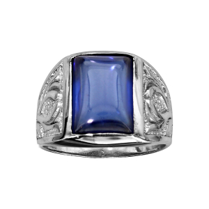BAGUE ARGENT RHODIÉ MIXTE ZIRCONIUM BLEU