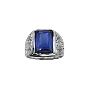 BAGUE ARGENT RHODIÉ MIXTE ZIRCONIUM BLEU
