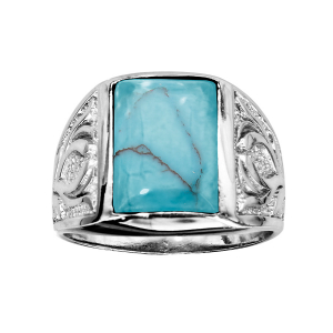 BAGUE ARGENT RHODIÉ MIXTE TURQUOISE IMITATION