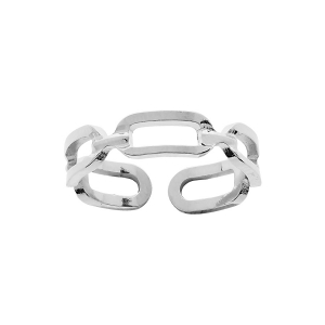 BAGUE ARGENT RHODIÉ OUVERTE  ELEMENTS RECTANGULAIRES REGLABLE