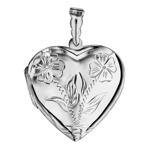 PENDENTIF GROS COEUR CASSOLETTE ARGENT MOTIF RECTO VERSO (1 OU 2 PHOTOS DROITE ET GAUCHE)