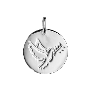 PENDENTIF ARGENT RHODIÉ MEDAILLE RONDE COLOMBE