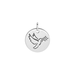 PENDENTIF ARGENT RHODIÉ MEDAILLE RONDE COLOMBE